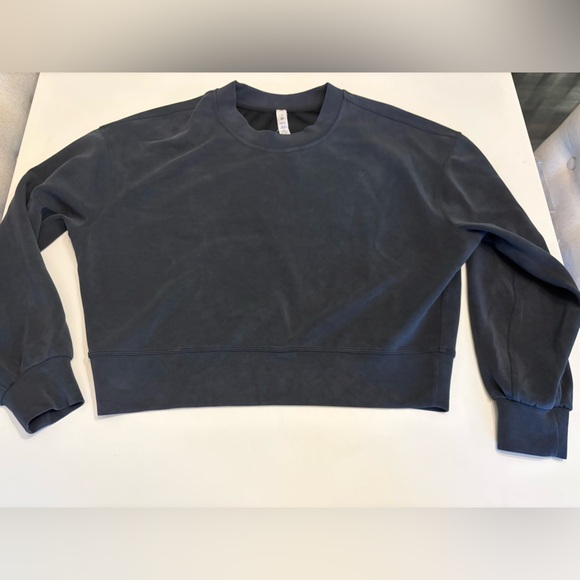 Lululemon perfectly oversized cropped crew Softstreme black sz 2 - Picture 5 of 6